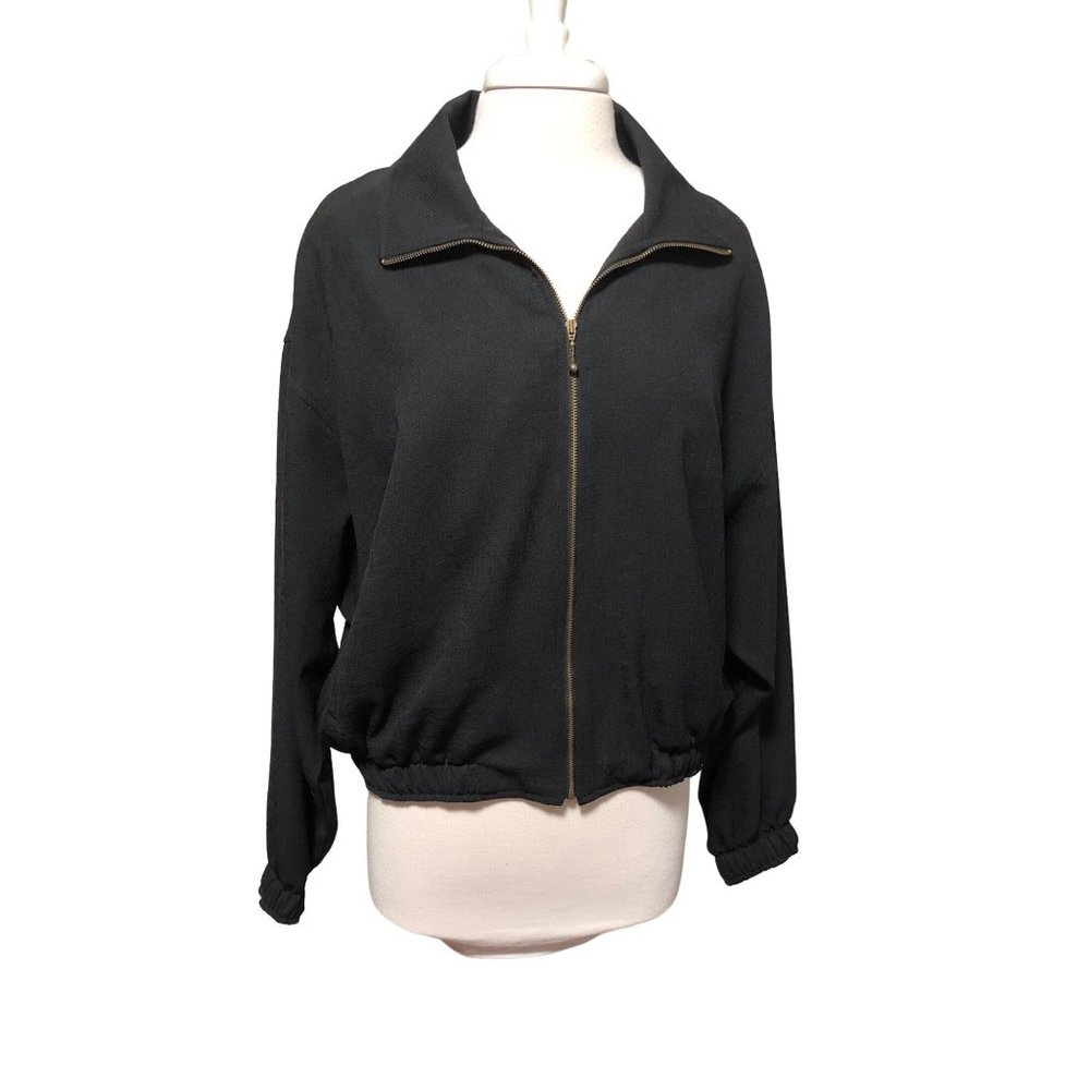 Hanasport black vintage zip front jacket with pockets Xl